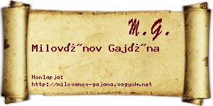 Milovánov Gajána névjegykártya